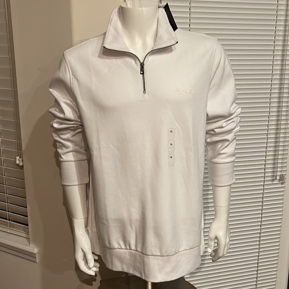 Michael Kors 1/4 Zip Long Sleeve Logo Pullover - XL in Black OR White - Picture 3 of 13